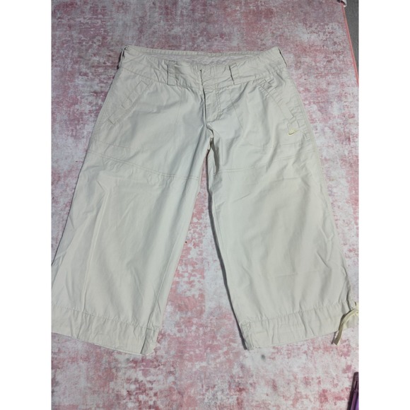 Nike Other - Nike Youth Girls Size M (8-10) Cream Beige Cotton Capri Crop Pants Drawstring...
